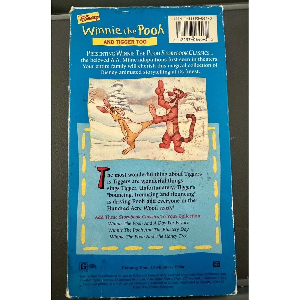Winnie The Pooh And Tigger Too Disney Story Book Classics VHS‎ Video Tape